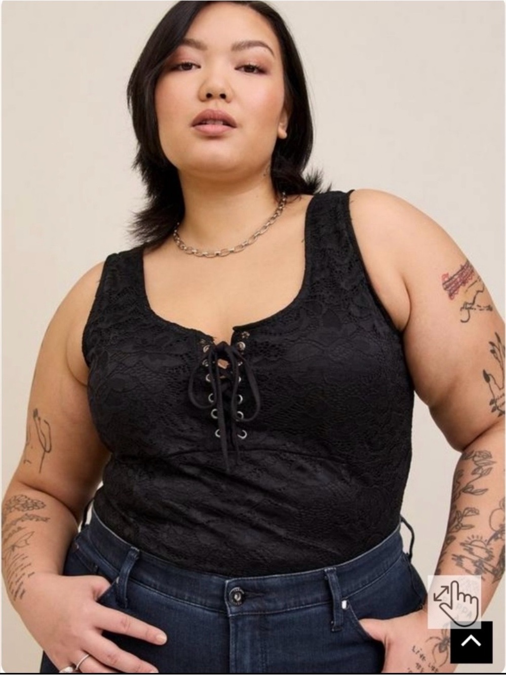 Like New Torrid Black Lace-Up Lace Bodysuit